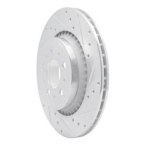 Volvo XC90 Brake Rotor (1) - Rear Right - R1 Concepts - Drilled & Slotted - Silver - `03-`14
